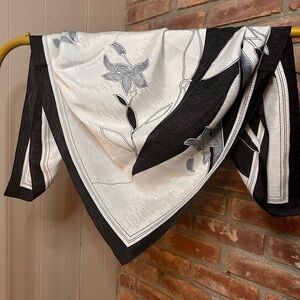 Vintage Parisian Black and White Floral Scarf